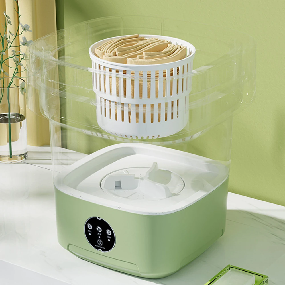 11L 6L Portable Big Capacity Washing Machine With Drain Basket For Apartment Camping Travel Underwear 110-260V Mini Washer Dryer 4