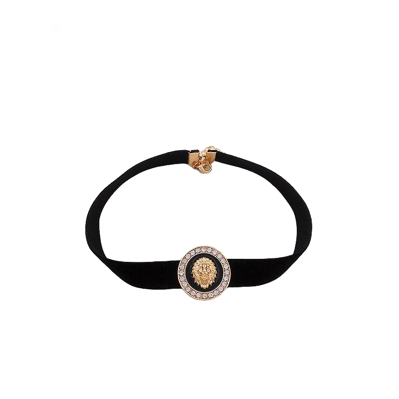 European and American Classics Fashionable Chamois Leather Dripping Lion's Head Choker Suitable for Women's Daily Wear Gift