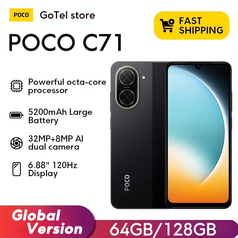 Xiaomi POCO C71 4GB RAM 128GB ROM 6.88" 32MP 5200 mAh Battery Global version 15W Smartphone