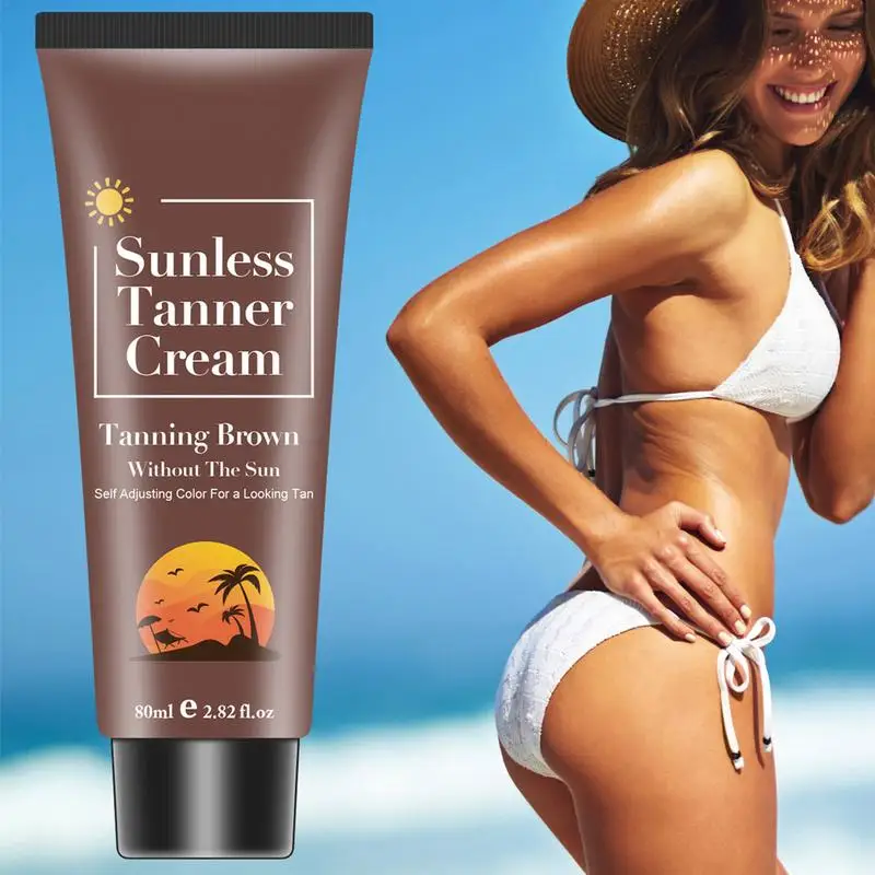 80ml Summer Fast Tanning Cream Skin Self Tanning Cream Sunless Self Tanner Natural Glow Body Bronzer Easy Use Bronzing Lotion