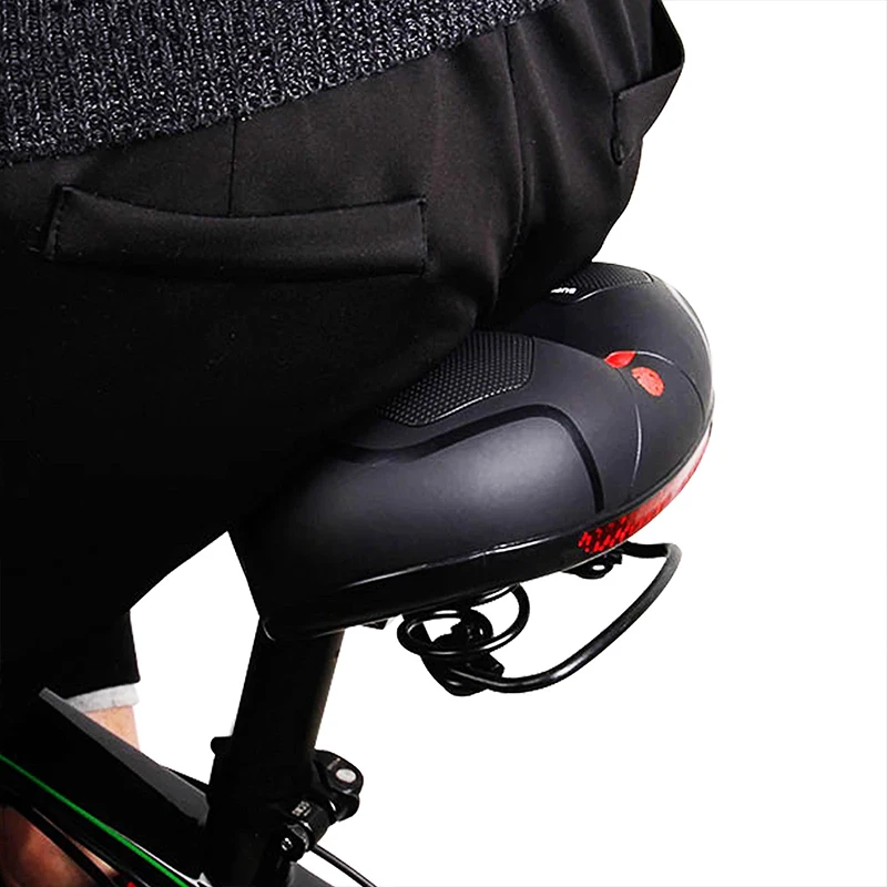 Bicycle Saddle With Taillight Mountain Bike Seat Cushion Bicycle Big Butt Widened Soft Saddle