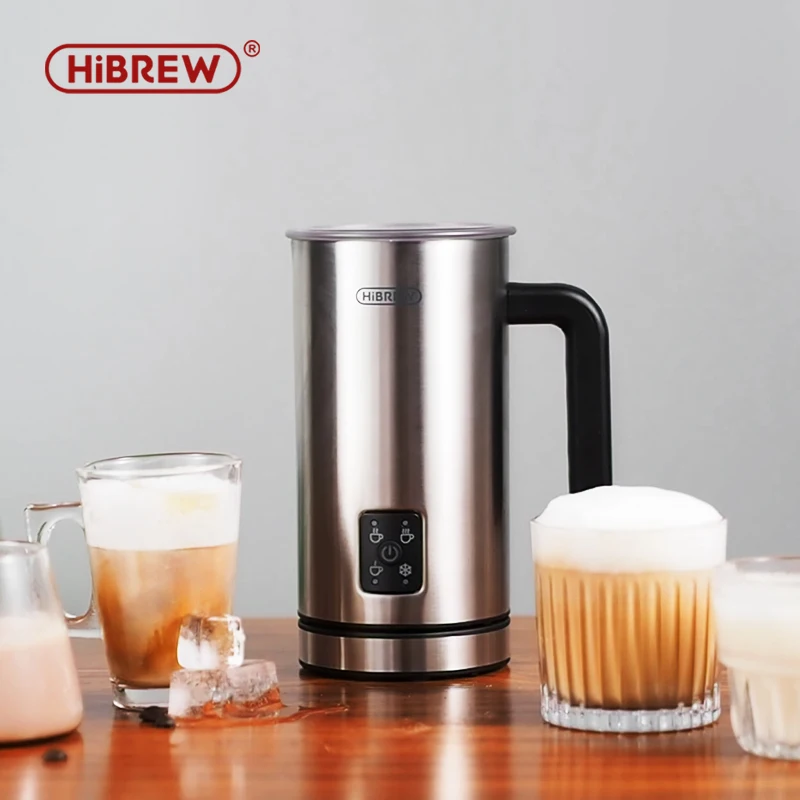 Hibrew 4 em 1 espuma de espuma de leite totalmente automático aquecedor de leite frio/quente latte cappuccino chocolate proteína em pó m3 - Eletrodomésticos