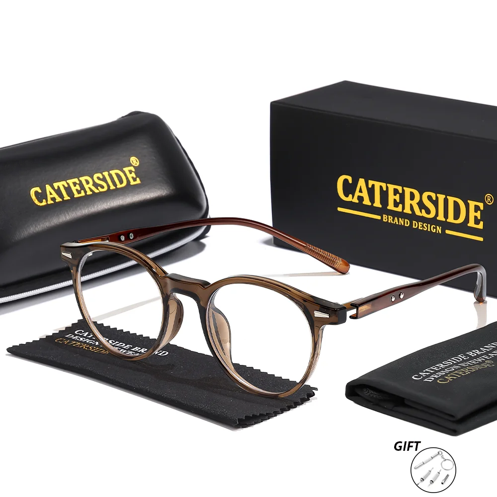CATERSIDE Unisex Optische Brille 1,56 Brechungsindex Kreisförmige Linsen Brillen mit Sehstärke Vielseitige Myopie-Lesebrille – Detail 7