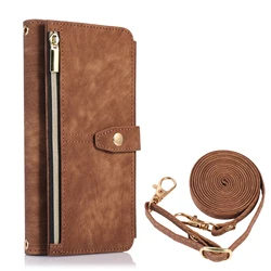 Elegant Crossbody Leather Phone Case with Long Lanyard and Zipper Wallet - Pixel 6A (Brown)
