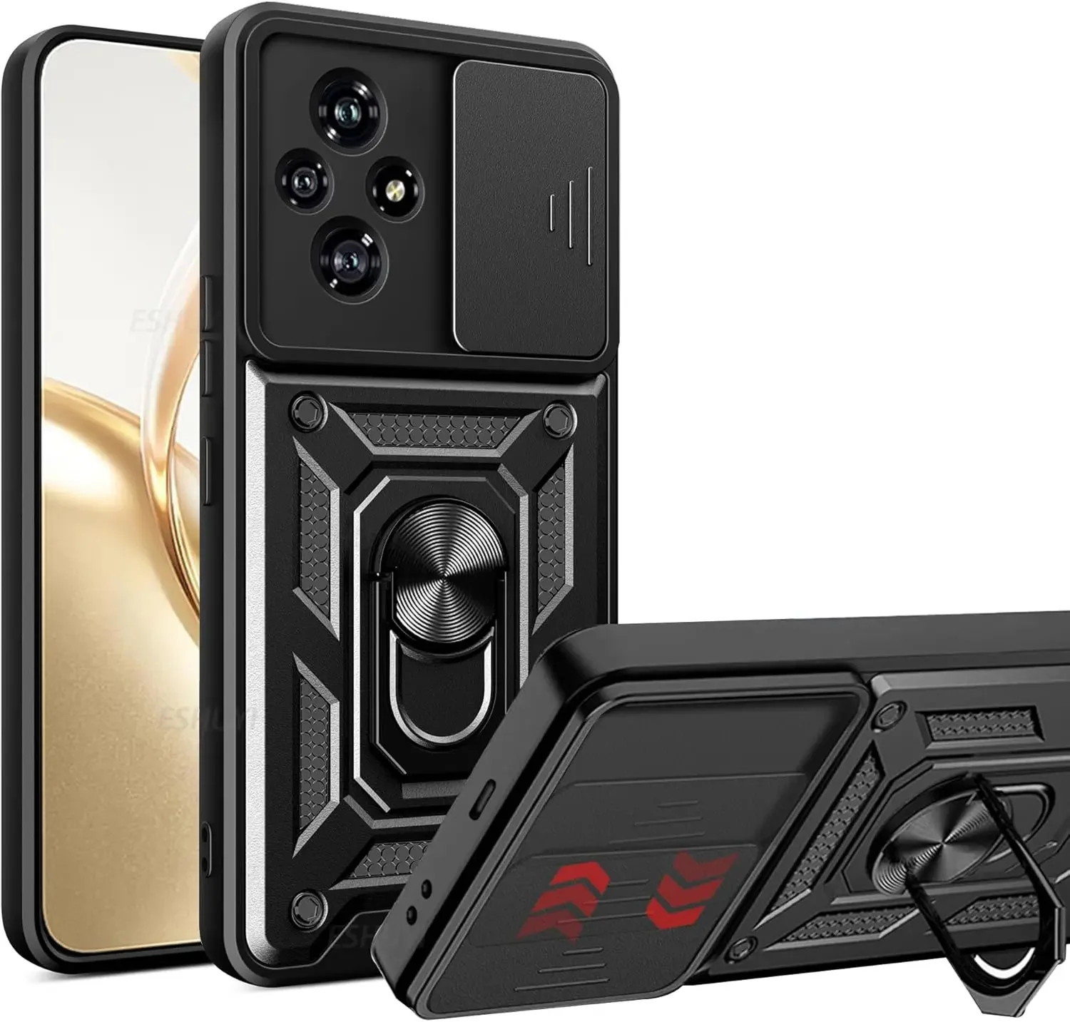 Custodia Xiaomi Redmi Note 13 4G Arancione: Protezione Fotocamera e Anello