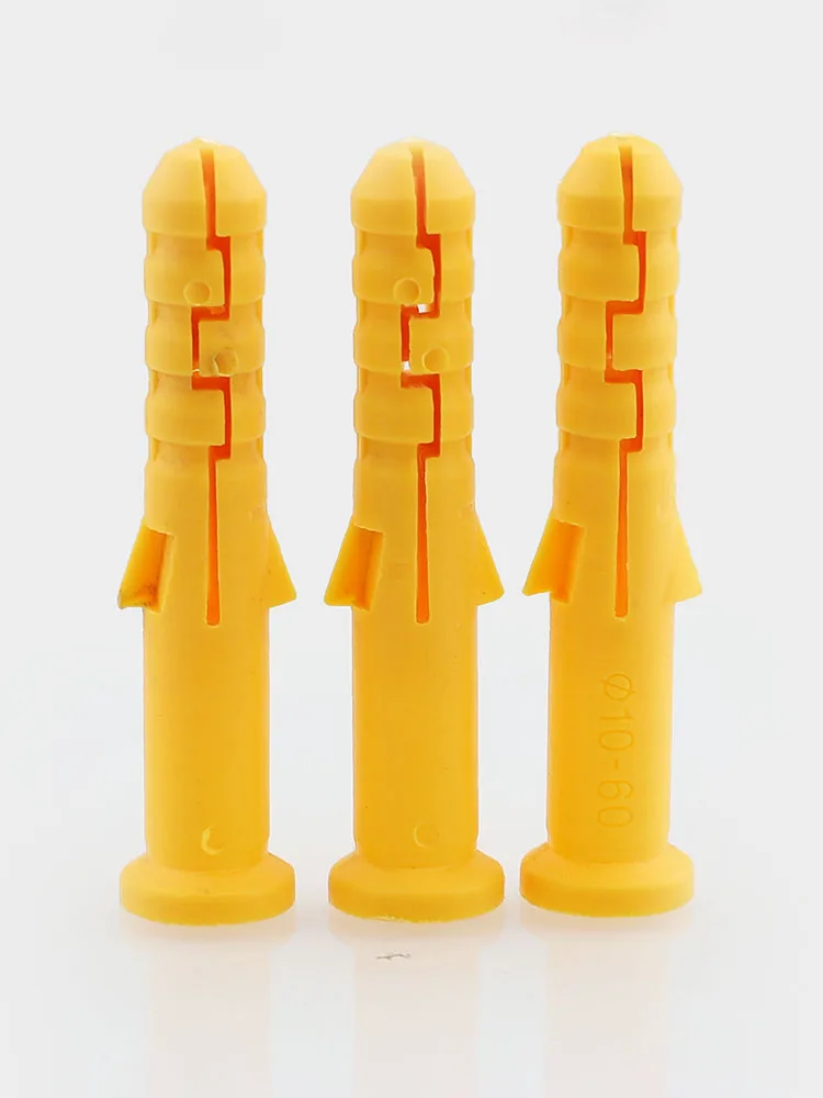 100/200Pcs M6 M8 M10 Ribbed Plastic Anchor Wall Plastic Expansion Pipe Tube Wall Plugs For Self-tapping Screws