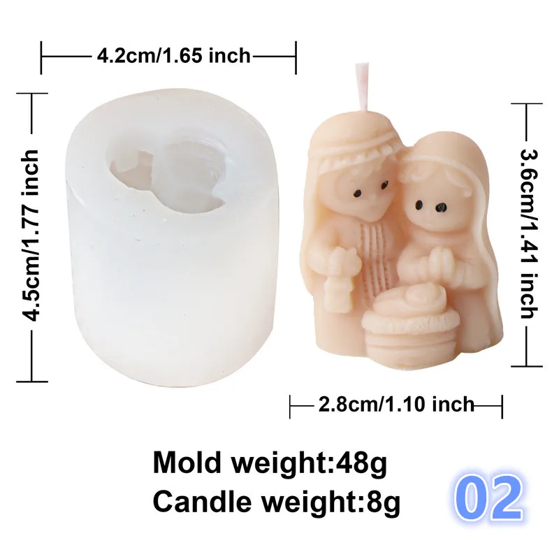 Elegant Holy Family Nativity Candle Mold