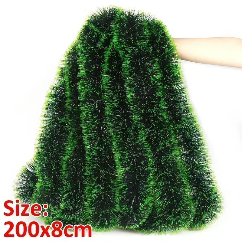 thumbnail image 1 of Guirnalda de cinta de caña blanca y verde para Navidad de 2 m, adornos colgantes para árbol de Navidad, cintas, oropel, decoración para bodas, fiestas y el hogar, 1 of 5