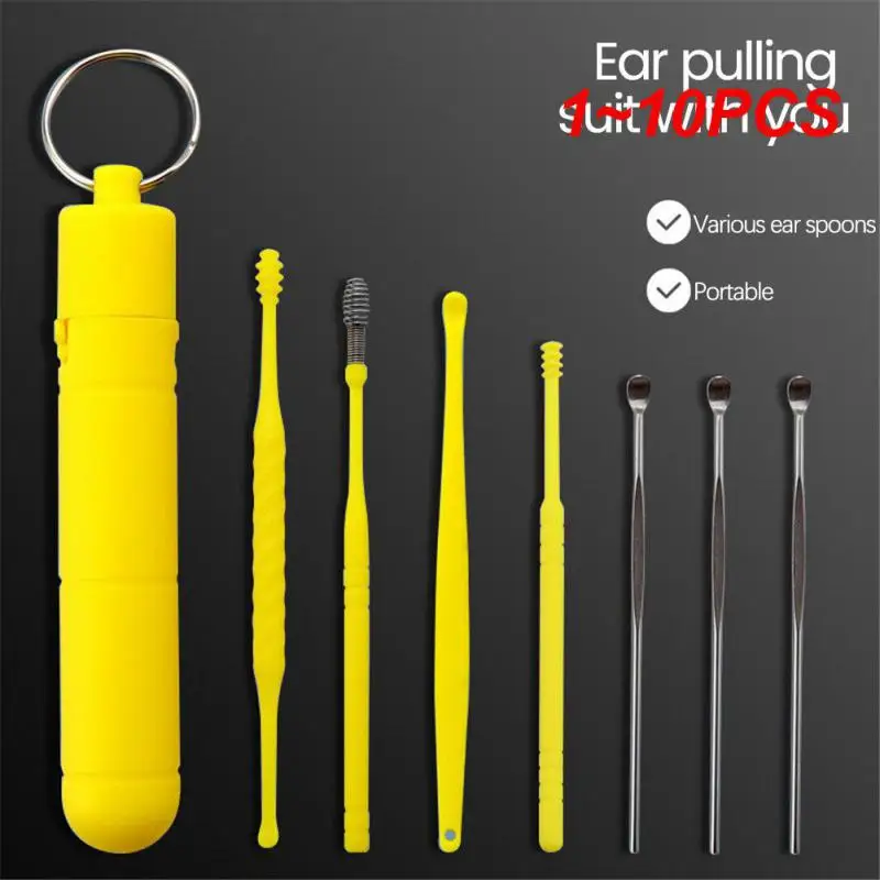 

1~10PCS set Stainless Steel Ear Picking Tools Ear Wax Remover Cleaner Ear Cleaning Spoon Ear Protector Ear Picker Earpick Sticks