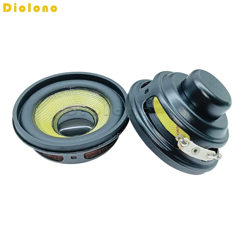 Audio Speakers 2pcs 4 Ohms 5W 52mm Round 16 Core Dual Neodymium Magnetic Waterproof 2 inch Yellow Glassfiber Black