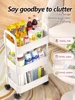 Household Trolley Kitchen Multi-Layer Floor Standing Storage Rack Bathroom Movable Storage Rack Living Room Snack Cart 2