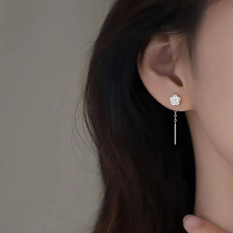 실버 컬러 절묘한 꽃 귀걸이 여성용 트렌디 파티 패션 쥬얼리 플랜트 액세서리