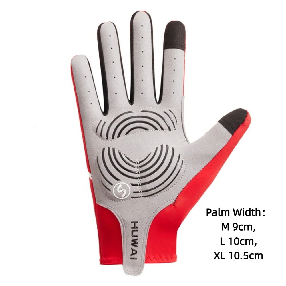 New Touch Screen Long Full Fingers Anti-slip Red Women Men Bicycle Gloves Shockproof Breathable Fitness Gloves MTB Road Bike