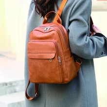

2022 New Women Leather Backpack Solid Color Feminina PU Bagpack multifunctional Travel Rucksack Fashion Lady Anti Theft Mochila