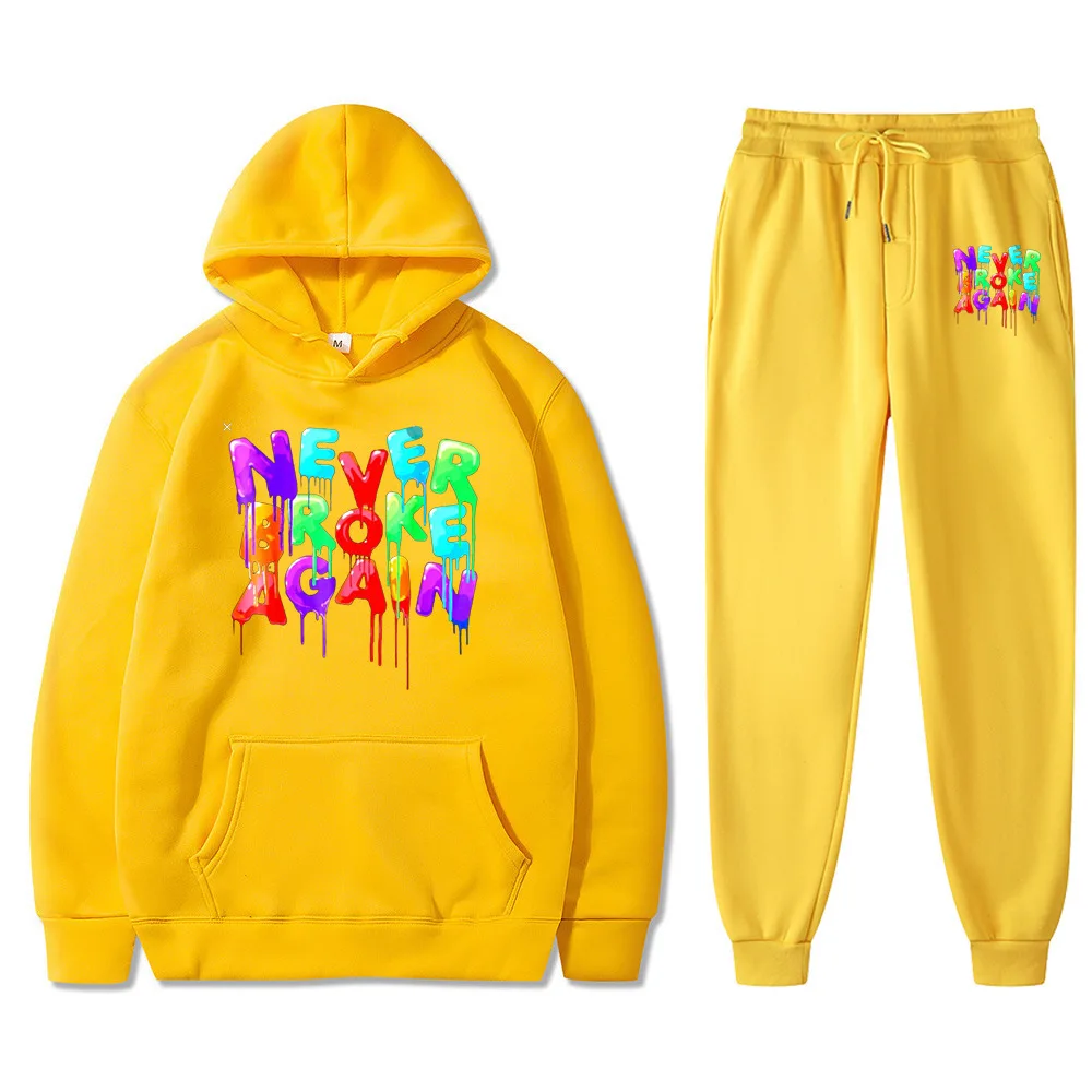 Youngboy Never Broke Again Hoodie 2PCS Sets Tracksuit Fashion Hip Hop Suit Sweatpants Men Women Hooded Sweatshirts Sport Pant 3