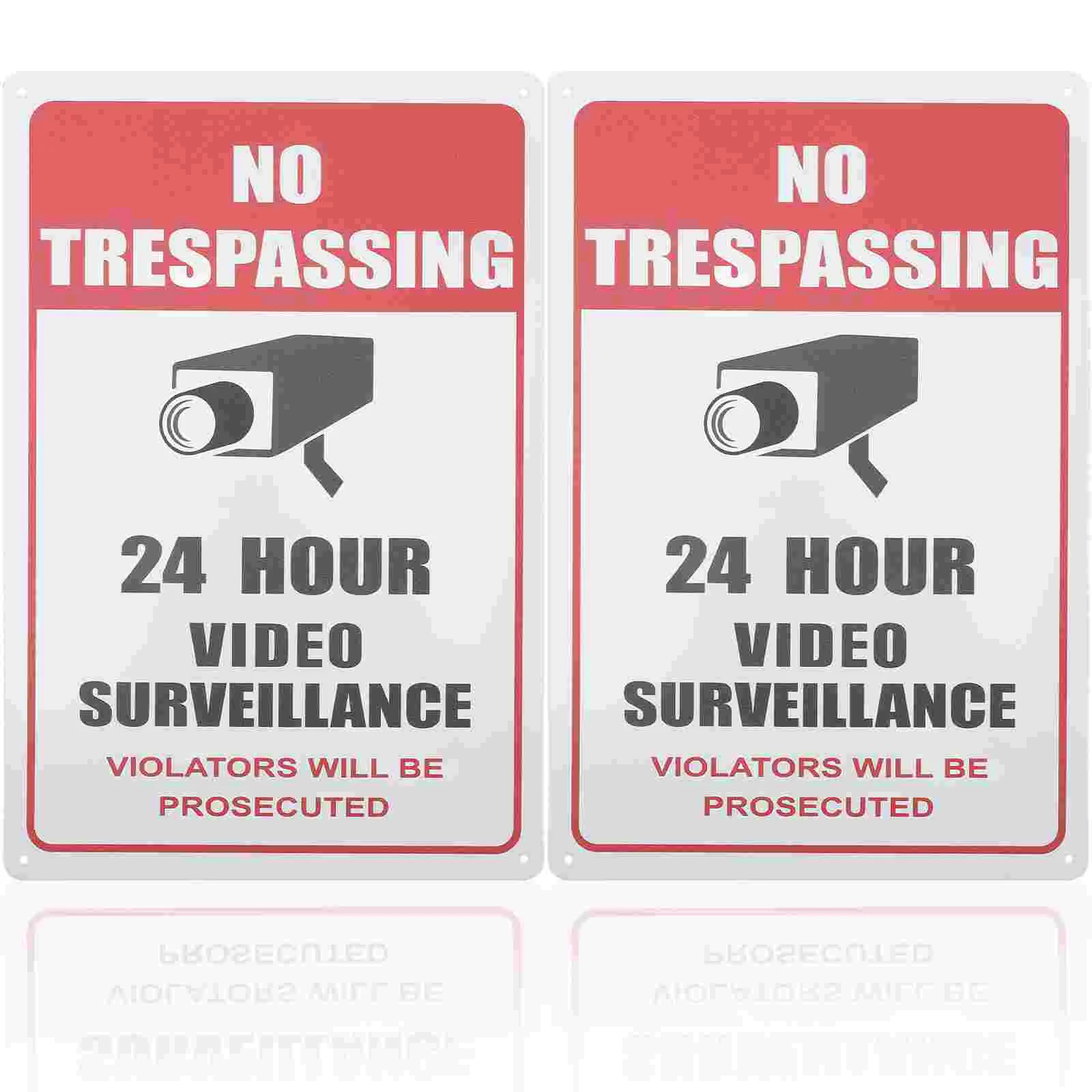 

2 Pcs Metal Tinplate Emblems Warning Sign Camera Board Monitoring Area Reminding Public
