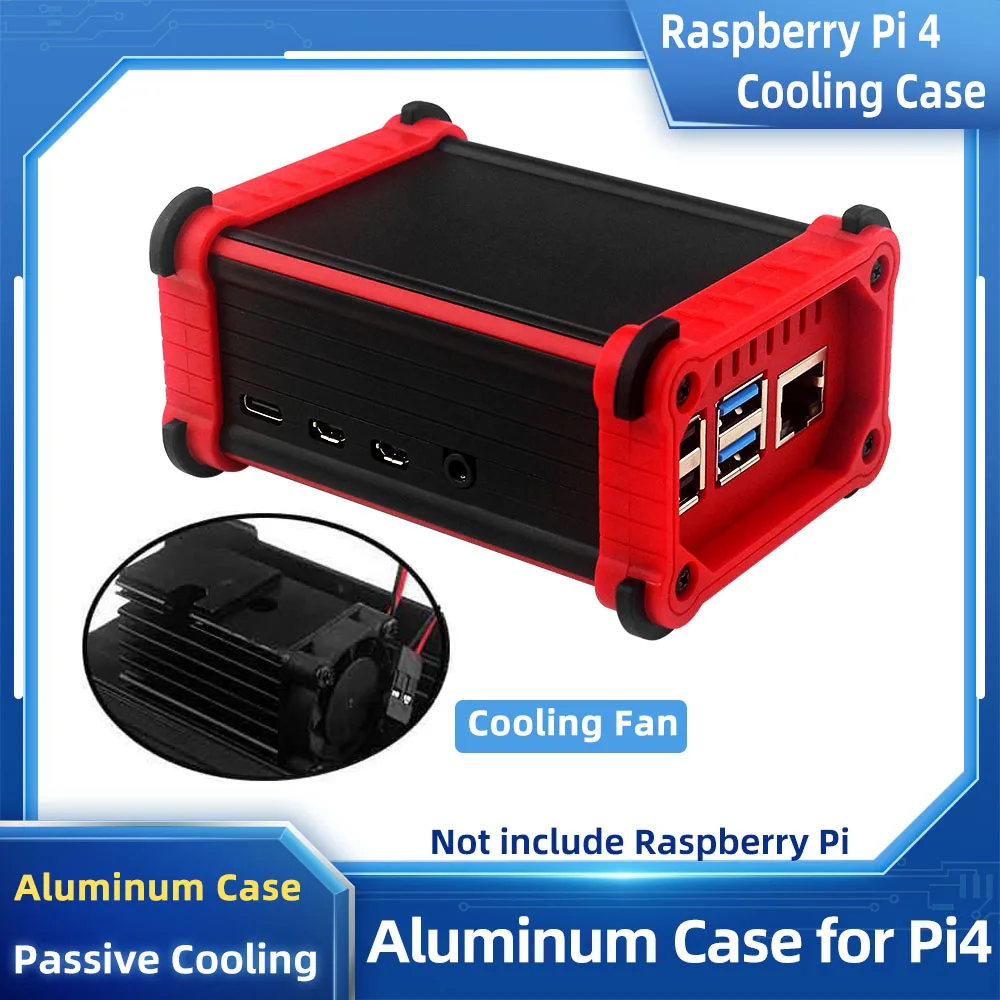 Framboesa pi Case de Alumínio Passiva & Ativo com Ventilador Refrigeração Dissipadores de Calor Ventilação Buraco Anti Queda Caixa de Metal Escudo para pi 4