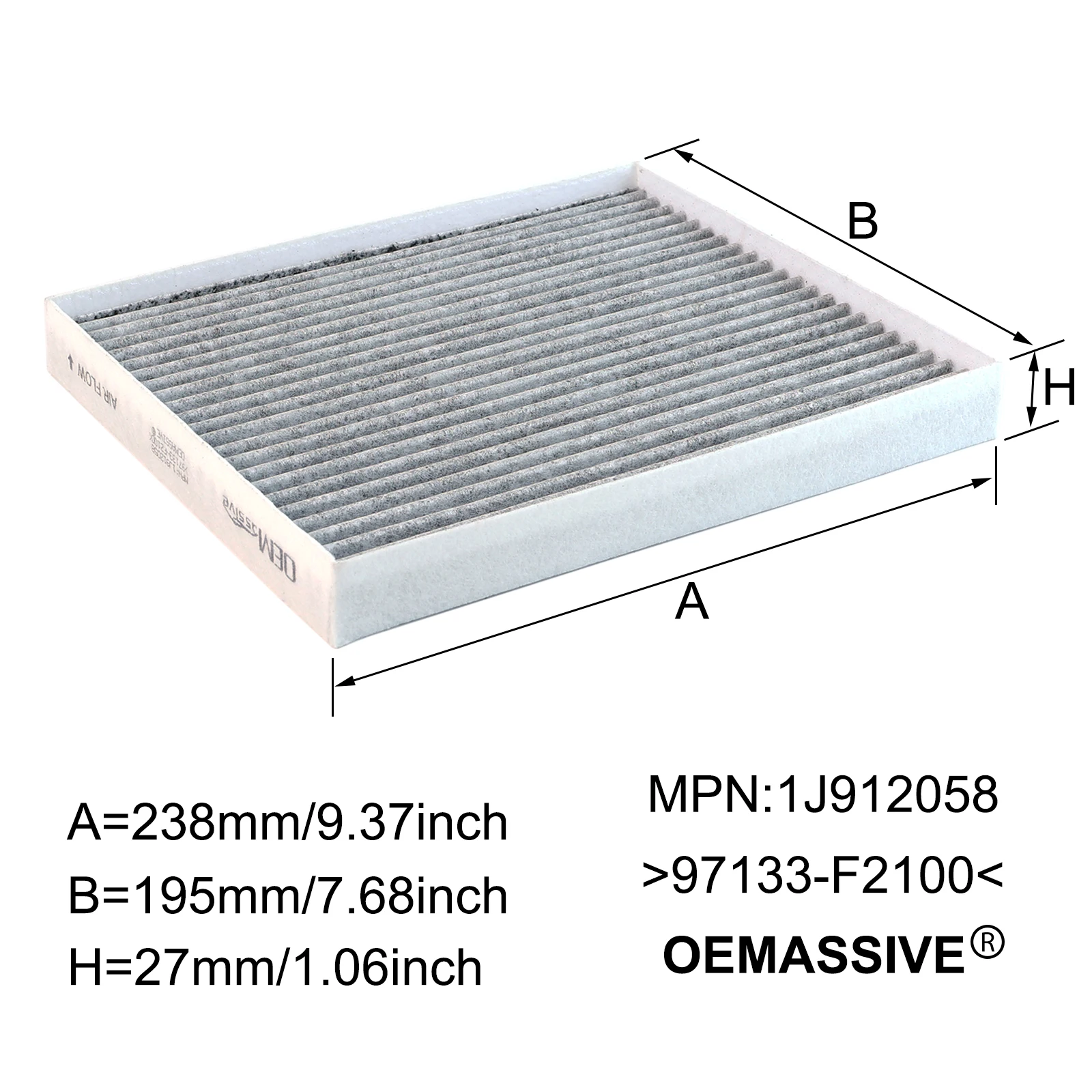 Air Filter Car Accessories Activated Carbon Cabin Air Filter 97133-F2100 For Hyundai Ioniq Electric Kia Niro