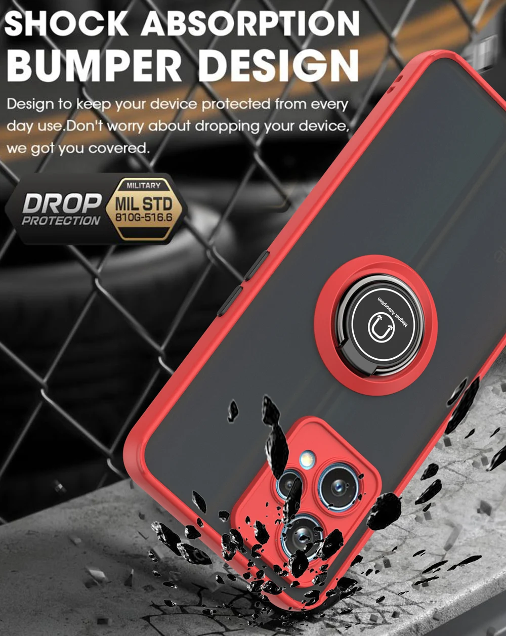 KEYSION Fashion Matte Case for Realme 9 Pro+ 9i Transparent Ring Shockproof Phone Cover for OPPO A96 A95 A94 A76 A36 A74_voghion.com