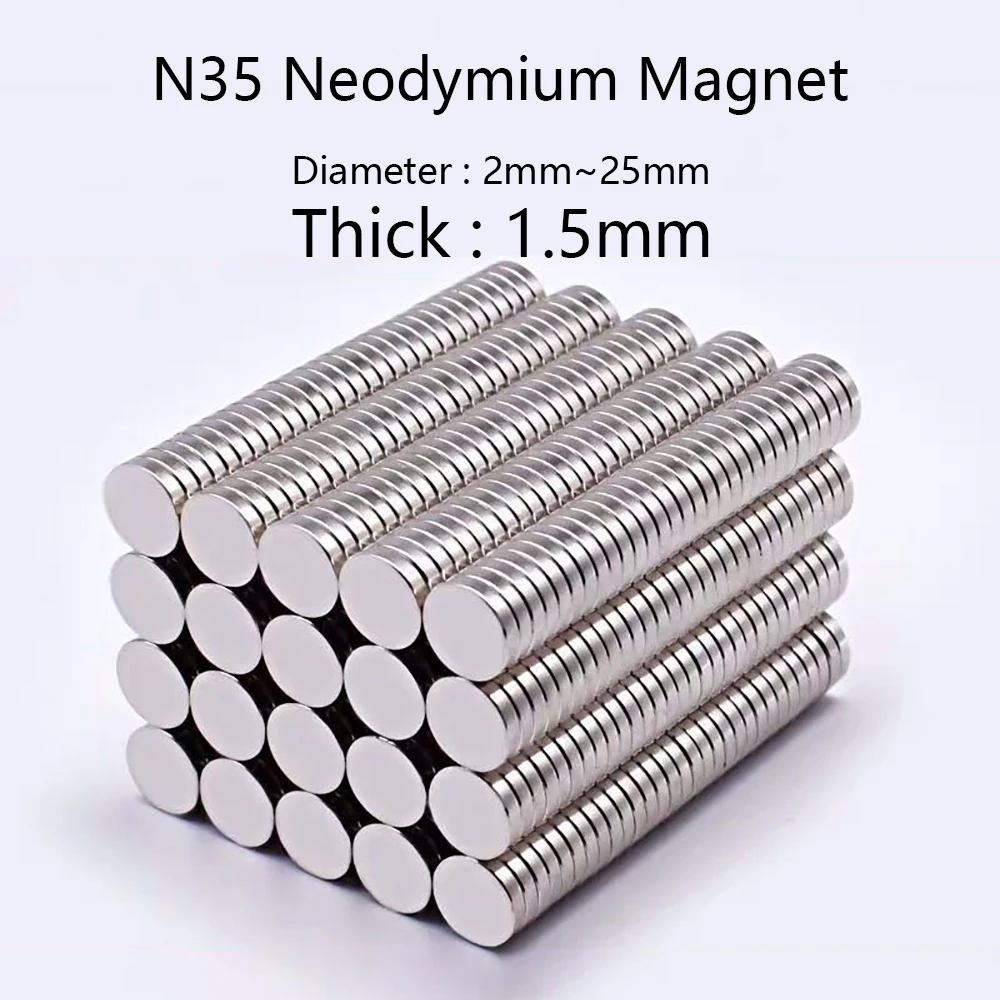 Small & Large Powerful Round Disc VARIETY of Neodymium Magnets 2mm Thick 
