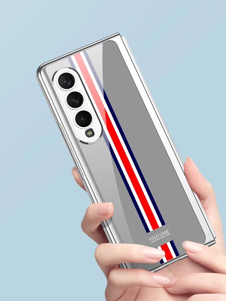 For Samsung Galaxy Z fold 3 case electroplated painted pattern tempered glass co