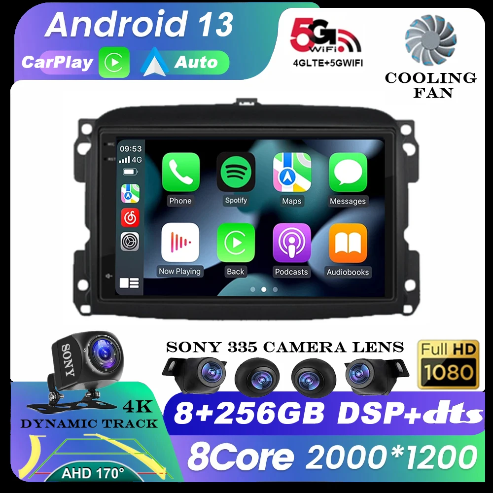 Android 13 Autoradio Per Fiat 500L Egea Doblo 2012-2017 Multimedia Stereo Autoradio Carplay Lettore Video Navigazione Audio 4G Dsp