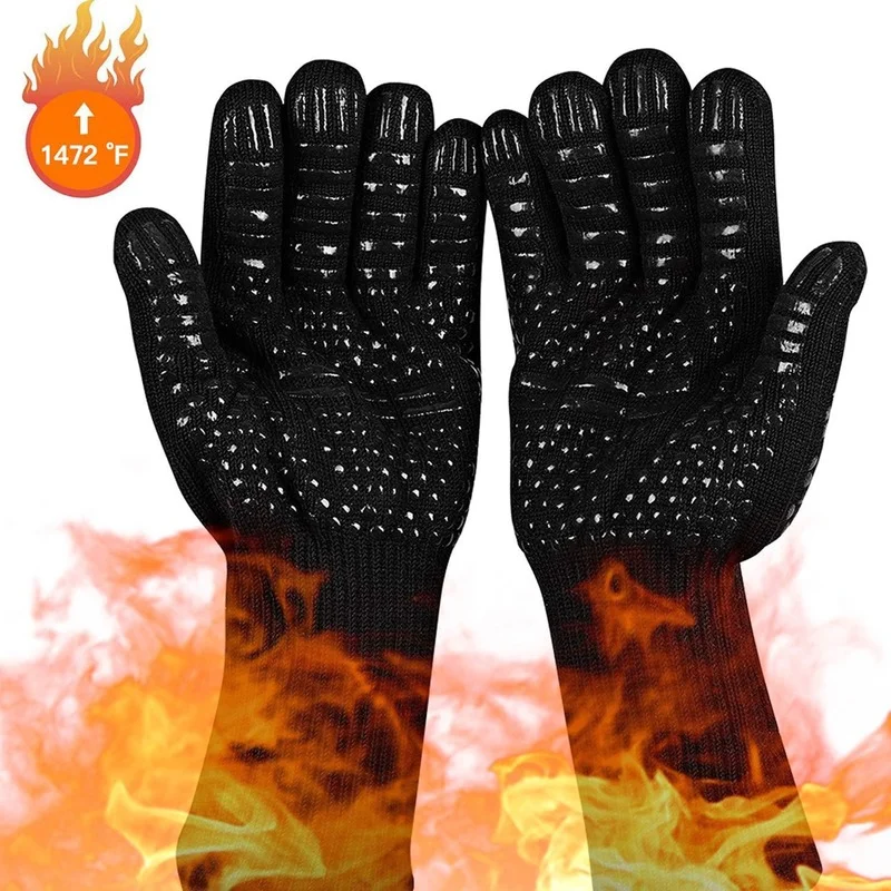 ■ ­BBQ/Oven Mitts Heat Resistant Up to 800 Degree C  Blue Spider Web Pattern 