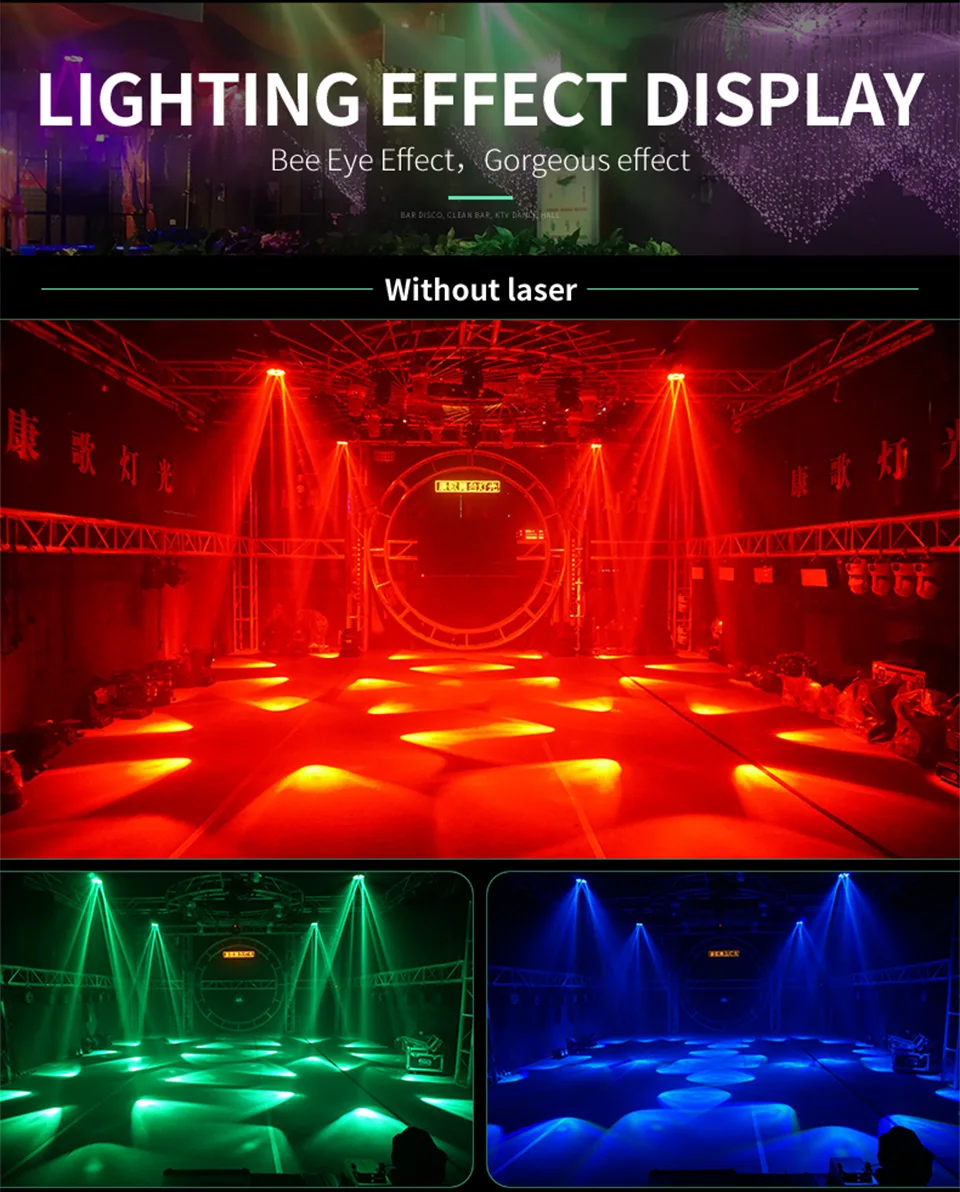 6x15W RGBW Moving Head Laser Light Led 4in1 Bee Eyes Stage Wash Beam Lights 18/2