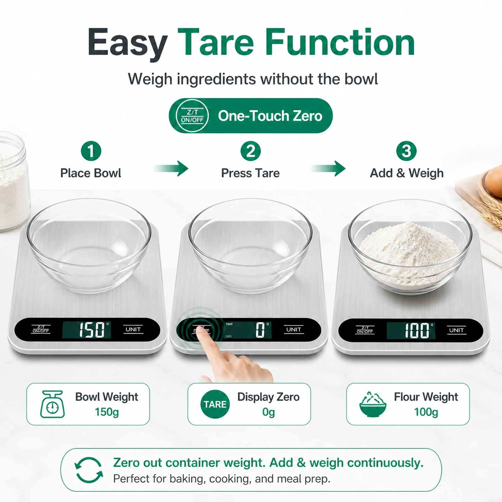 Ultra-Thin Stainless Steel Digital Kitchen Scale with LCD Display, 15kg Capacity