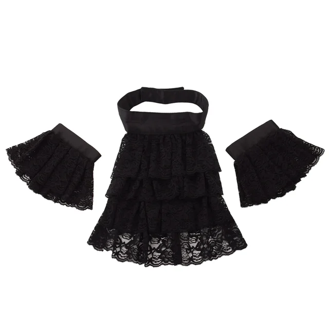 Cravate Jabot Victorienne Blanche - Faux Col Médiéval Pour Costumes Et Soirées