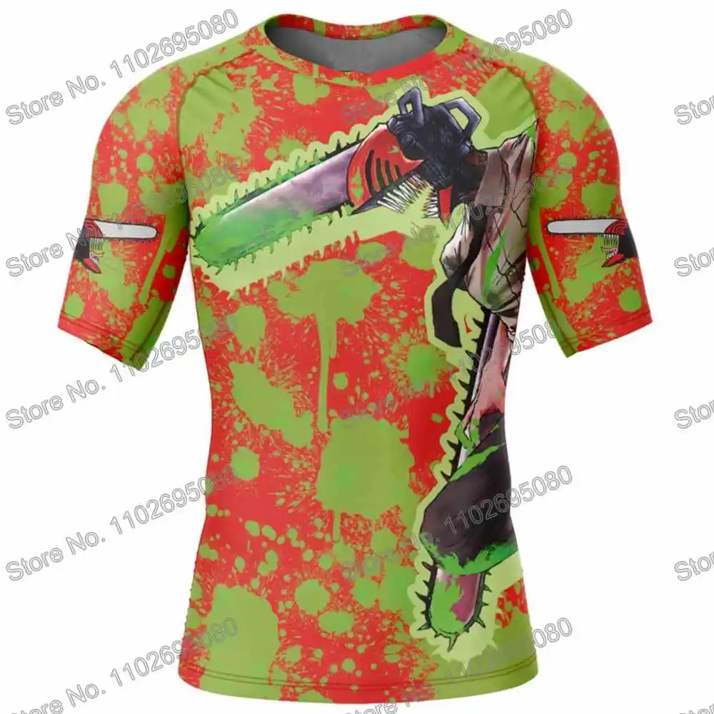Denji Rash Guard Surf Clothing BJJ Boxing MMA Men Short Sleeve Diving T-Shirt Tight Swimwear Summer Beach Floatsuit Women GYM