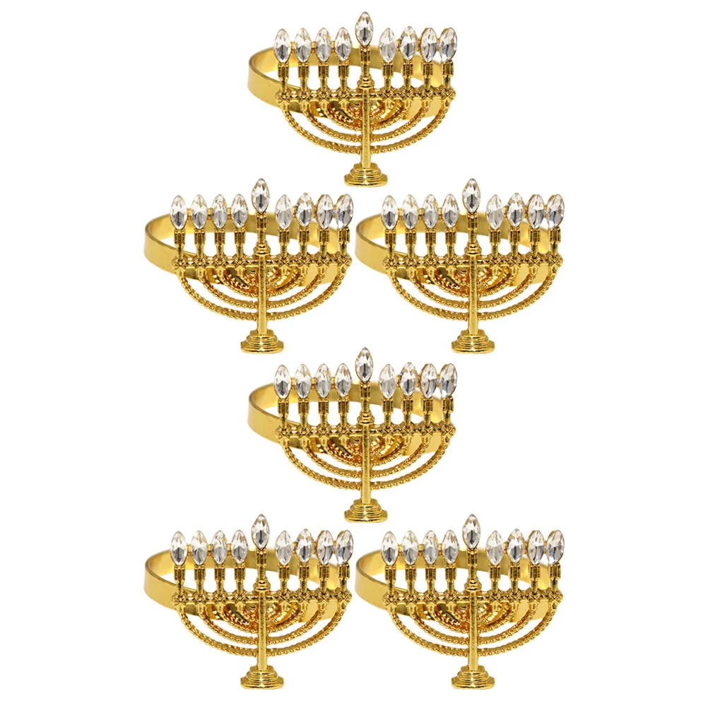 

Alloy Napkin Rings Holders Hanukkah Menorah Shaped Napkin Rings Dinning Tableware New Year Wedding Party Table Decoration
