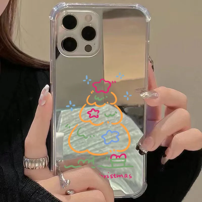 Festive Christmas Tree Star Mirror Acrylic Phone Case Cover