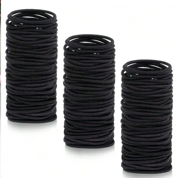 Elastici per capelli neri per donne Corde per capelli per ragazze Supporti per coda di cavallo tinta unita Accessori per capelli semplici e durevoli per ragazza