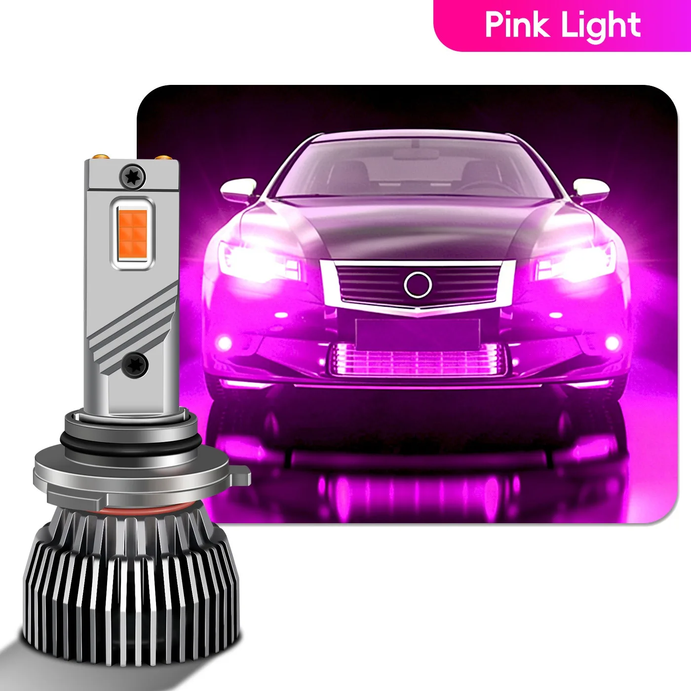 PSX24W H16EU PSX26W P13W LED 헤드라이트 전구 12V 130W 핑크 퍼플 라이트 안개등