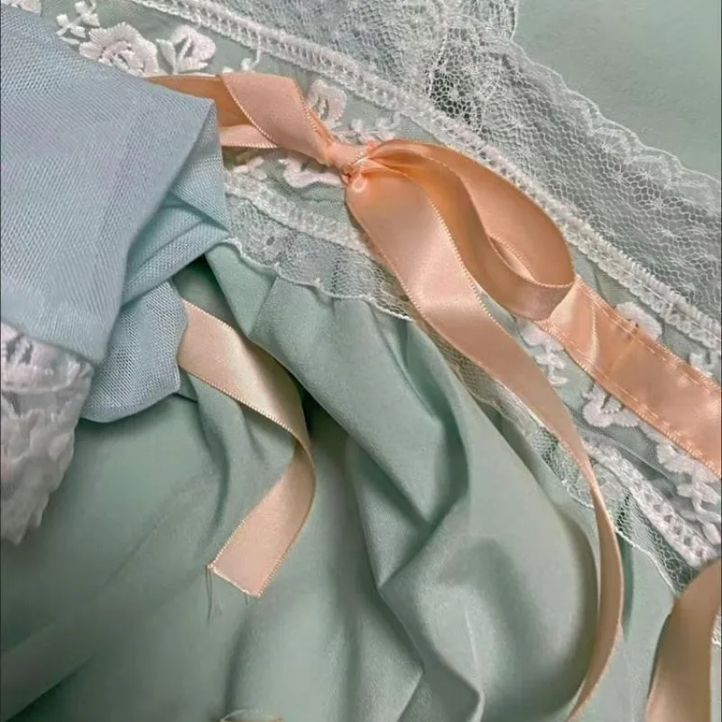 150kg Palace Wind Nightgown Women French Princess Wind Sleepwear Loose Extra Large Size Thin Long-sleeved Pajama Bow Sleepshirts