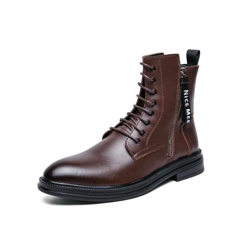 

Handsome Men's Motorcycle Boots Outdoor Casual Short Boots Men's Leather Boots Winter Chelsea Boots High-quality High-top Shoes