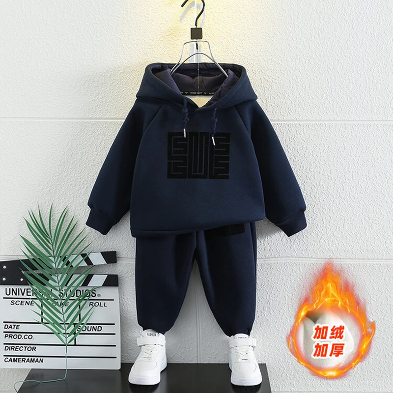 

Winter Children Tracksuit Kids Suit Warm Sweater Girl Fleece Hoodies Pullover Sweatshirt+Pants 2Pcs/Sets Girl Boy Sportswear