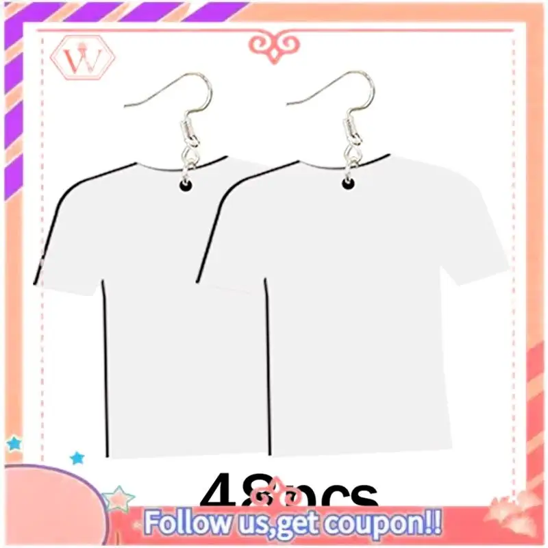 48Pcs Sublimation Earrings Blank Jewelry Earrings Wooden MDF Sublimation Football Shirt DIY Blank