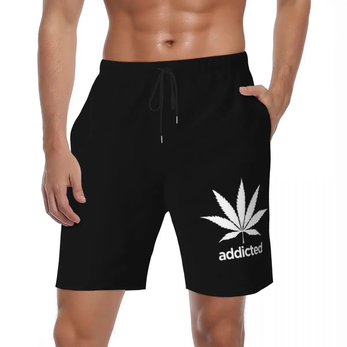 

Летние шорты для бега для мужчин, модные крутые шорты с принтом листьев, повседневные быстросохнущие плавки