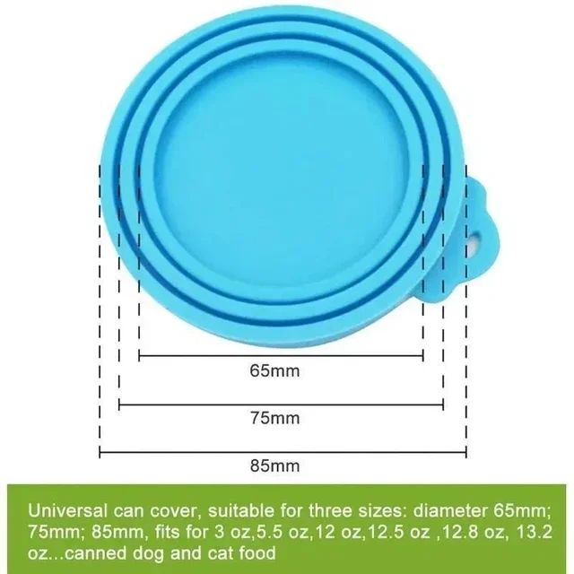 2pcs/set Reusable Pet Food Can Cover Silicone Dogs Cats Storage Tin Cap Lid Seal Cover with Spoon 5