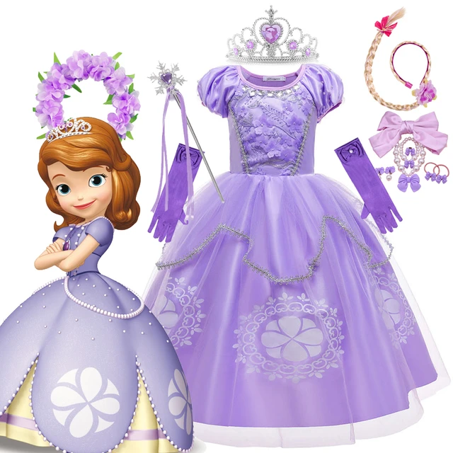 Princesa sofia vestido menina o primeiro disney desenhos animados papel  jogando roupas carnaval halloween cosplay suprimentos crianças vestidos  elegantes - AliExpress
