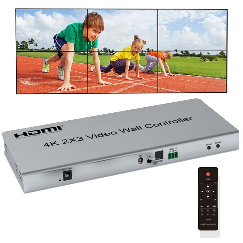 4K Video Wall Controller 2X3 Hdmi Tv Wall Processor 2X3 2X2 3X2 6 Screen Video Stitching Processor Splicer Con Estrazione Audio