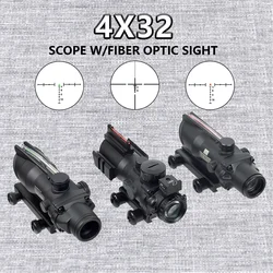 Tactical Trijicon ACOG 4X32 Magnifier 1x32 Fiber Optics Red Green Illuminated Glass Etched Reticle Hunting Riflescope Sight