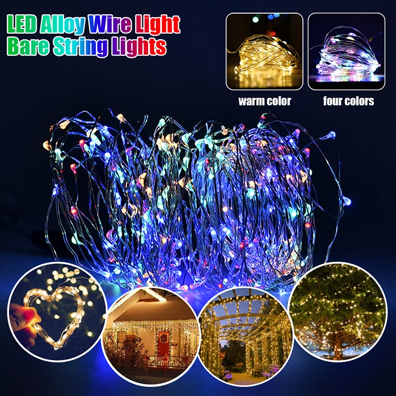 1/3/5M LED Bare String Lights Copper Silver Wire Garland Light Waterproof Fairy Lights For Christmas Wedding Party Decoration