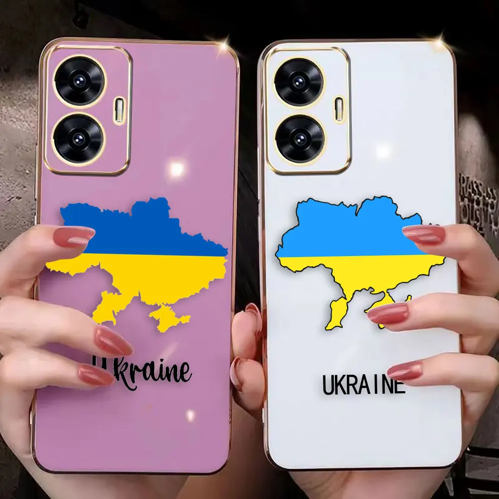 Cover Smooth E-Tpu Custodia Per Telefono Per Realme Gt 2 Neo3 Master 7 8 8I 9 9I 10 11 Pro C21Y C30 C33 5G Custodia Funda Ucraina Flag Pattern