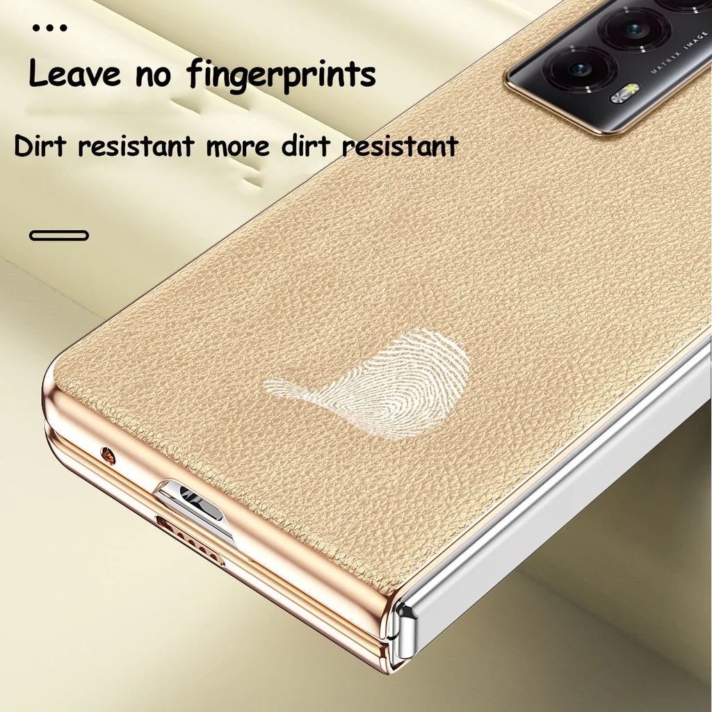 Lychee pattern Case For Honor Magic V2 V 2 Cover Plating Frame Full Protection cases For Honor Magic V2 Shell