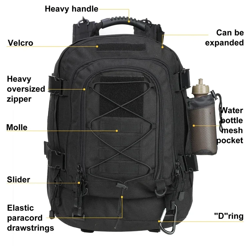 GZ XINXING 64L Expandable Tactical Army Backpack, Military Rucksack Bug Out Bag, Hydration...