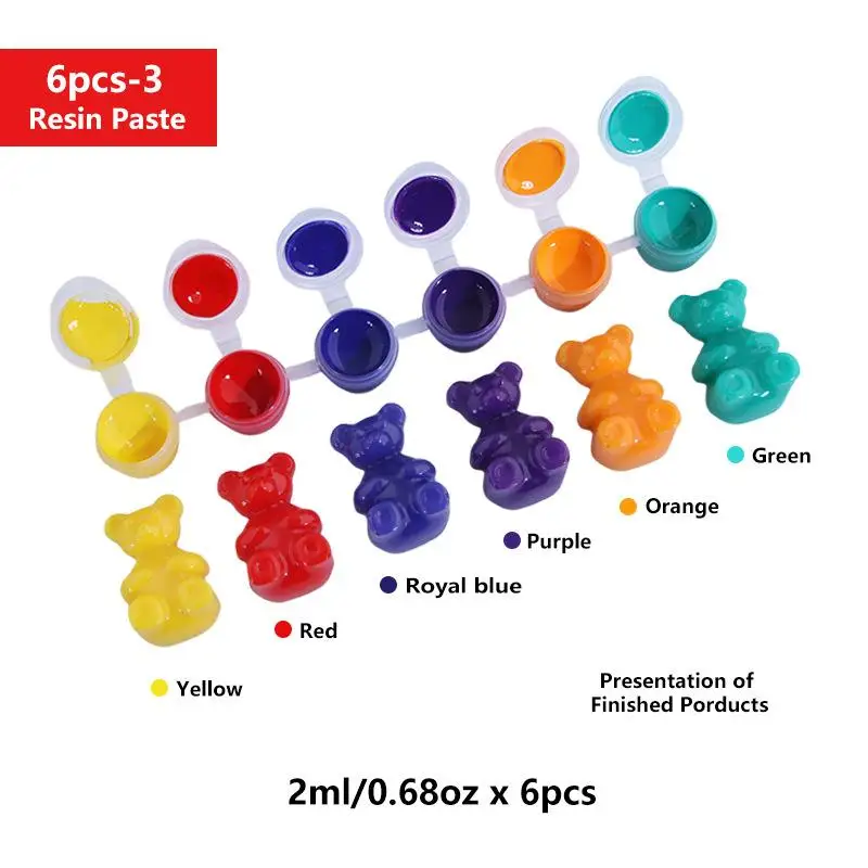 צבע פיגמנט רזין אפוקסי UV 6 צבעים / מערכת 2 גרם * 6 יחידות צבע רזין לייצור תכשיטים בעבודת יד אמנות צבע