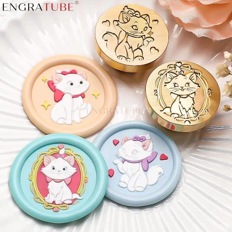 

25mm Sealing Wax Stamp Brass Cartoon Comics Mary Cat Little Bear Cute Pet For DIY Scrapbooking Envelope Wedding Card Decoration
